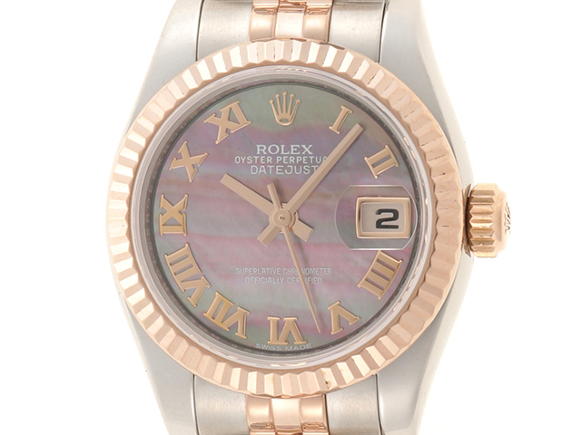 ランダム番 ROLEX ロレックス デイトジャスト 179171 ブラックシェル文字盤 PG/SS 自動巻き【432】 の購入なら「質」の大黒屋（公式）