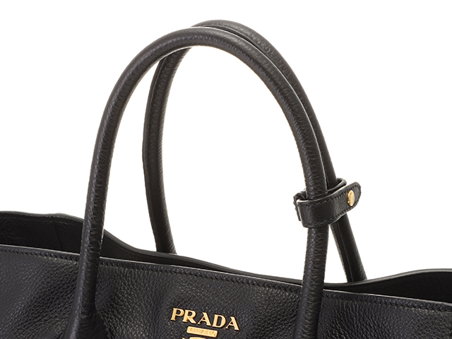 PRADA プラダ 2WAYショルダートートバッグ ブラック カーフ