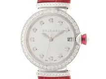 BVLGARI ブルガリ　レディース オートマチック　ルチェア LUW33C6GDLD/11 シルバー11PD文字盤 Dベゼル WG/レザー【472】HK