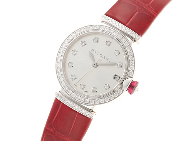 BVLGARI ブルガリ　レディース オートマチック　ルチェア LUW33C6GDLD/11 シルバー11PD文字盤 Dベゼル WG/レザー【472】HK