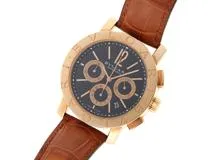 BVLGARI　ブルガリ　ブルガリ ブルガリ クロノ　BBP42GL CH　自動巻き　PG/革　メンズ　ブラック【430】2141000309965