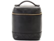 CHANEL　シャネル　ビコローレ　縦型バニティ　ブラック　ラムスキン【472】HG