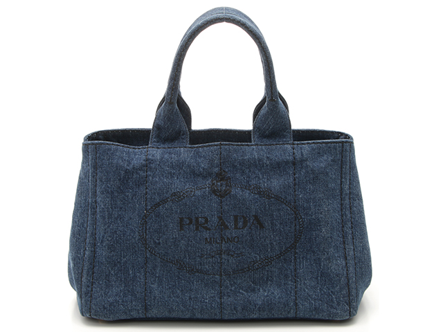 プラダ トートバッグ カナパ ハンドバッグ デニム ブラック 黒 PRADA B