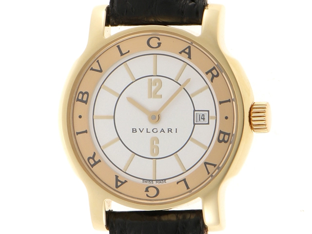 BVLGARI ブルガリ ソロテンポ ST29GL ホワイト イエローゴールド×レザー レディース （2141000332499）【200】  の購入なら「質」の大黒屋（公式）