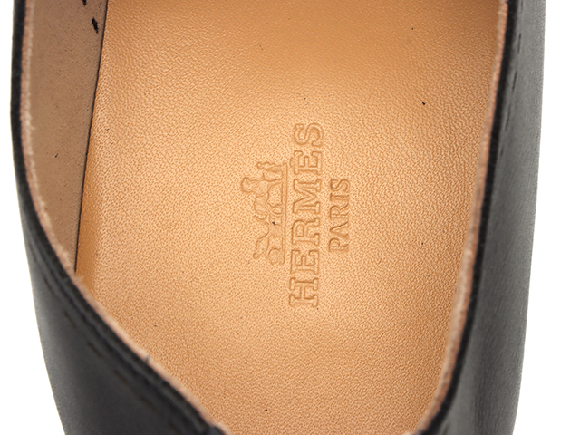 HERMES エルメス 革靴 メンズ44 ブラック レザー 2141000343808