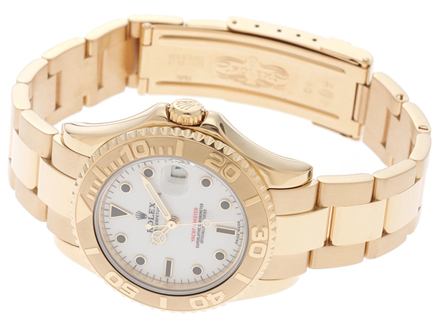 Z番2007年並行品 ROLEX ロレックス 腕時計 ヨットマスター34 168628 ホワイト文字盤 K18イエローゴールド 自動巻き【472】SJ