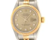 X番 並行 ROLEX ロレックス 時計 デイトジャスト 69173G シャンパンゴールド文字盤 10Pダイヤ YG/SS 自動巻き レディース (2141000347769) M【200】
