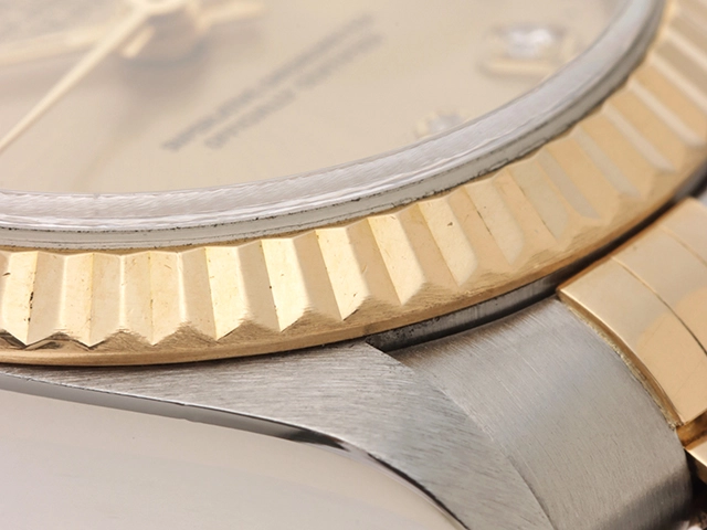 W番　ROLEX　ロレックス　デイトジャスト　69173G　18YG/SS　10Pダイヤ　ゴールド文字盤　レディース　腕時計（2141000348582）【200】C