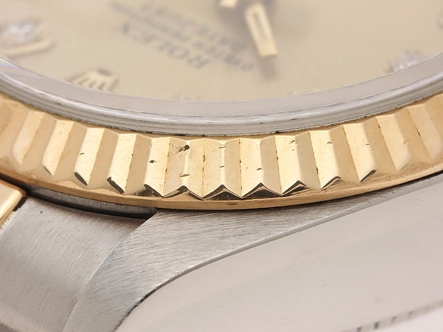 W番　ROLEX　ロレックス　デイトジャスト　69173G　18YG/SS　10Pダイヤ　ゴールド文字盤　レディース　腕時計（2141000348582）【200】C