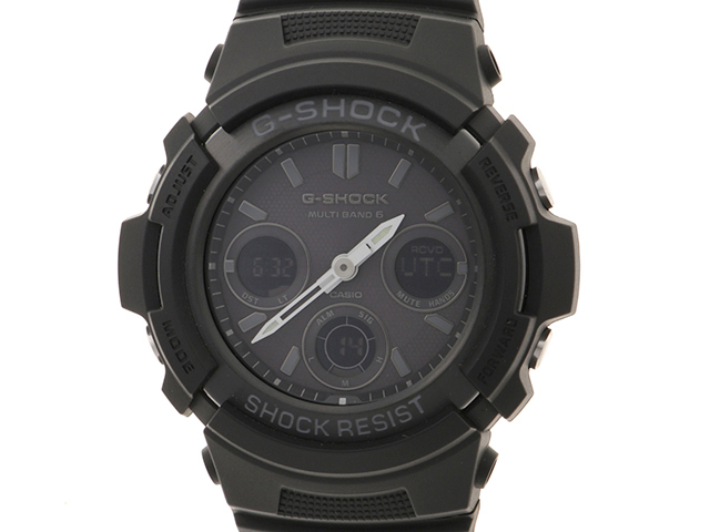 CASIO◇ソーラー腕時計・G-SHOCK/アナログ/ラバー/BLK/BLK ブラック