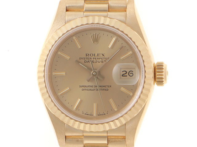 R番 ROLEX ロレックス デイトジャスト26 69178 シャンパン文字盤 K18