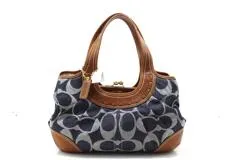 COACH コーチ エルゴシグネチャー デニムショルダー がま口バッグ 12747  ネイビー/ブラウン 【460】2141100014837