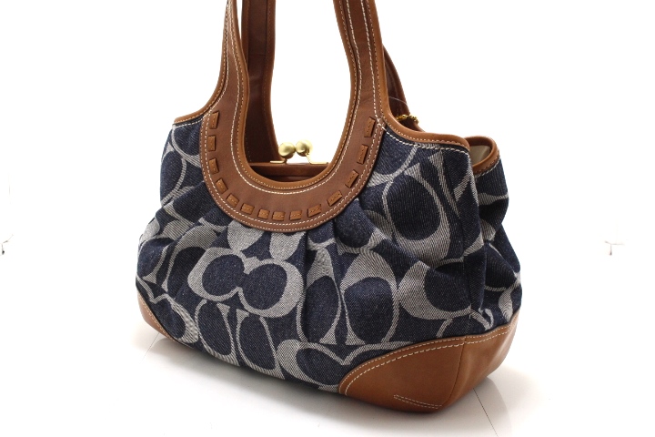 希少✨ COACH コーチ エルゴ がま口 トートバッグ デニム シグネチャー 希少✨ COACH コーチ エルゴ がま口 トートバッグ デニム シグネチャー