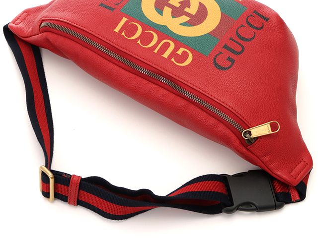 GUCCI グッチ スモールプリント ベルトバッグ カーフ レッド 【437】 image number 3
