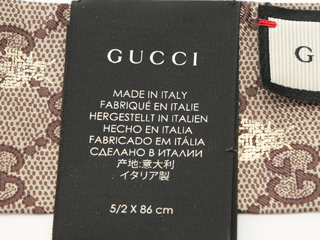 GUCCI グッチ GGビーシルクネックボウ ブラック／レッド シルク 499226