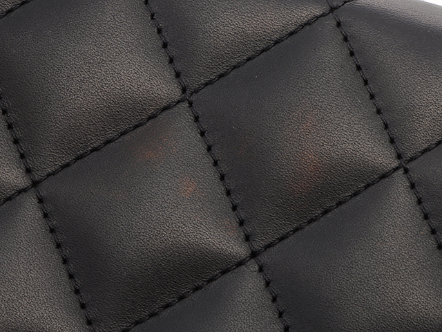 CHANEL シャネル カンボンライン ZIP長財布 ブラック/SV カーフ