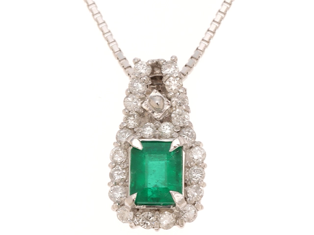 K18 white gold ダイヤモンド　エメラルド　ネックレス 楽天市場】K18ホワイトゴールド エメラルド ダイヤモンド ネックレス