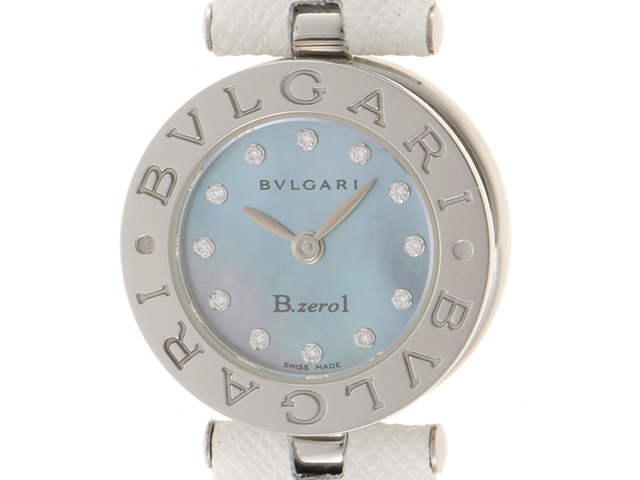 BVLGARI ブルガリ B-zero1 BZ22S SS/革 ブルーシェル クオーツ 女性用 ...