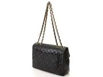 CHANEL シャネル デカマトラッセ34 Wチェーンショルダー ブラック ゴールド金具 ラムスキン【432】2141100605271