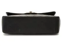 CHANEL シャネル デカマトラッセ34 Wチェーンショルダー ブラック ゴールド金具 ラムスキン【432】2141100605271