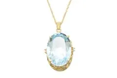 JEWELRY ノンブランドジュエリー ネックレス K18 アクアマリン 10.00ct ダイヤモンド 0.02ct 【460】2141100606322