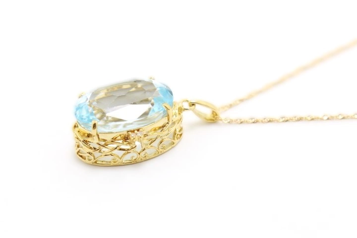 JEWELRY ノンブランドジュエリー ネックレス K18 アクアマリン 10.00ct ダイヤモンド 0.02ct 【460】2141100606322