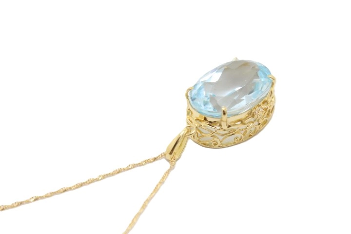 JEWELRY ノンブランドジュエリー ネックレス K18 アクアマリン 10.00ct ダイヤモンド 0.02ct 【460】2141100606322