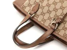 GUCCI グッチ　バッグ　ＧＧ　２ｗａｙバッグ　ベージュ　ブラウン　キャンバス　レザー　2141100626023【208】