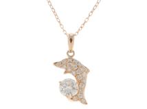 JEWELRY ノンブランドジュエリー ネックレス 海豚 K18ピンクゴールド ダイヤモンド0.49/0.20カラット 重さ約2.8g【472】SJ