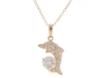 JEWELRY ノンブランドジュエリー ネックレス 海豚 K18ピンクゴールド ダイヤモンド0.49/0.20カラット 重さ約2.8g【472】SJ