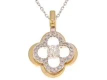 JEWELRY　ノーブランドジュエリー　ネックレス　K18YG/WG ゴールド　ダイヤモンド0.212/0.18　重量4.8g　【472】YN