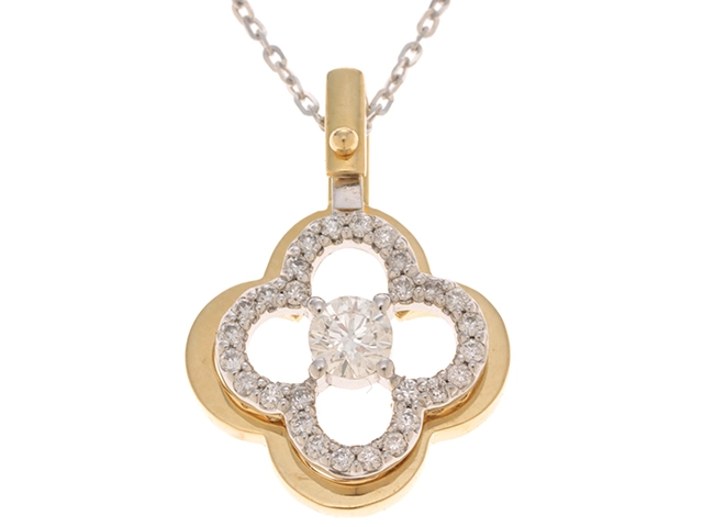 JEWELRY　ノーブランドジュエリー　ネックレス　K18YG/WG ゴールド　ダイヤモンド0.212/0.18　重量4.8g　【472】YN