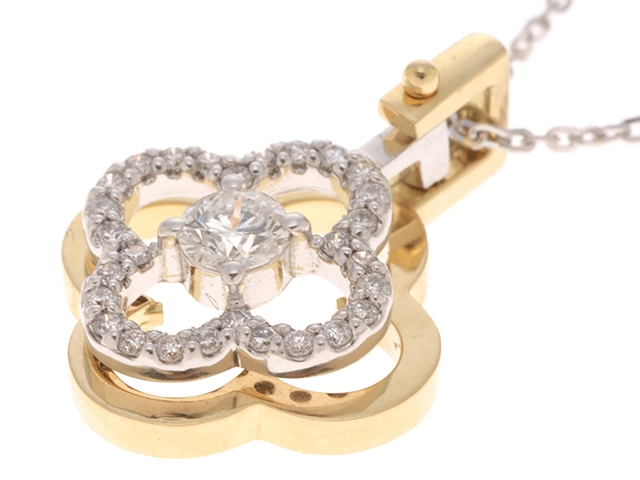 JEWELRY　ノーブランドジュエリー　ネックレス　K18YG/WG ゴールド　ダイヤモンド0.212/0.18　重量4.8g　【472】YN