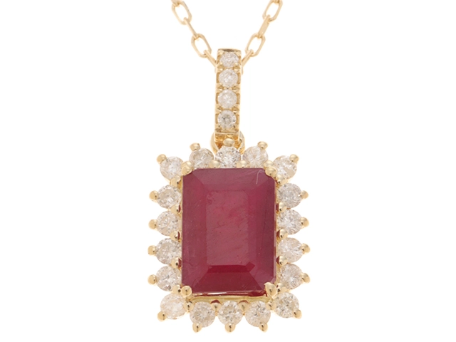 JEWELRY　ジュエリー　ネックレス　K18　イエローゴールド　ルビー1.20ct　ダイヤモンド0.233ct　約2.2g　2141100627020【207】