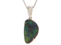 JEWELRY　ノンブランドジュエリー　ネックレス　PT900/PT850　プラチナ　オパール1.63ct　ダイヤモンド0.12ct　約3.7g　2141100628683【207】