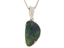 JEWELRY　ノンブランドジュエリー　ネックレス　PT900/PT850　プラチナ　オパール1.63ct　ダイヤモンド0.12ct　約3.7g　2141100628683【207】