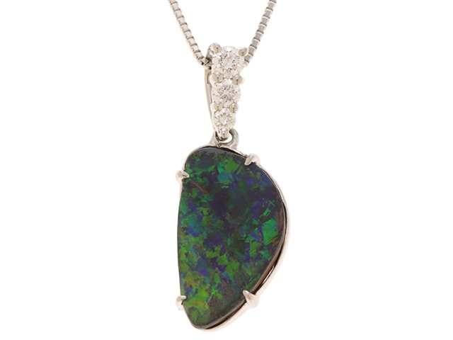 JEWELRY　ノンブランドジュエリー　ネックレス　PT900/PT850　プラチナ　オパール1.63ct　ダイヤモンド0.12ct　約3.7g　2141100628683【207】