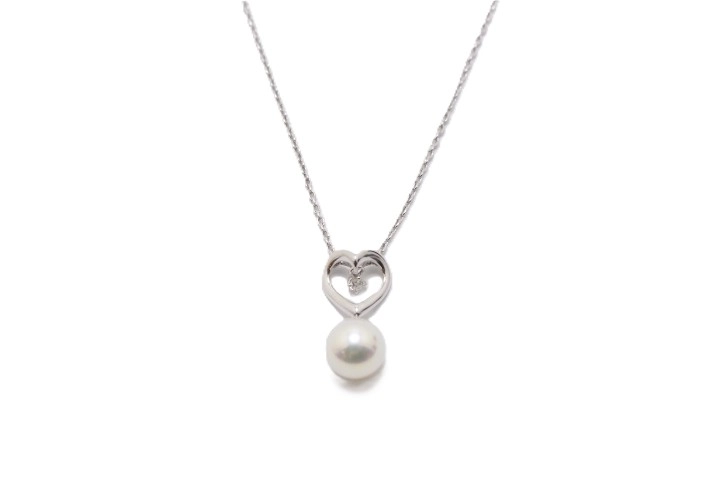 MIKIMOTO ミキモト ネックレス K18WG ホワイトゴールド パール 真珠 ダイヤモンド 【460】2141100632949