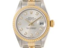 A番2000年ギャラ有　ROLEX　ロレックス　デイトジャスト　79173G　シルバー　10Pダイヤ　レディース　自動巻き2141100635827【432】