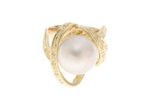 JEWELRY ノンブランドジュエリー リング 14号 K18/パール8.6mm/ダイヤモンド0.25ct 重さ約11.7g【472】YY