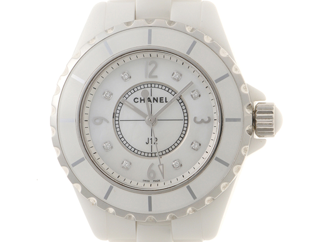 CHANEL シャネル J12 H2422 8Pダイヤ ホワイトシェル セラミック