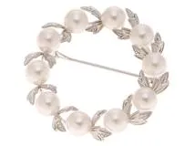 MIKIMOTO ミキモト ブローチ パール リーフ リース サークル