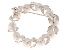 MIKIMOTO ミキモト ブローチ パール リーフ リース サークル