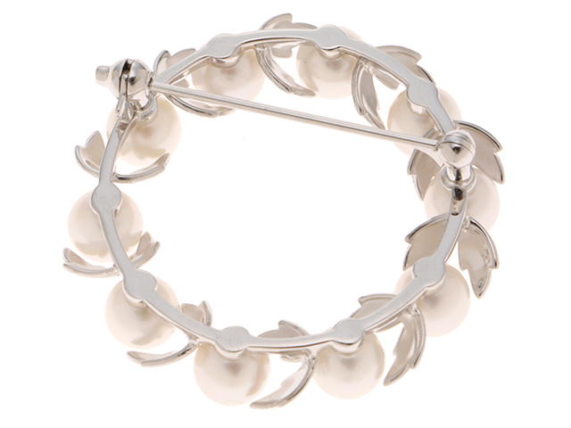 MIKIMOTO ミキモト ブローチ パール リーフ リース サークル