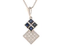 JEWELRY　ジュエリー　ネックレス　PT850/PT900プラチナ　サファイア0.66ct　ダイヤモンド0.16ct　約6.9g【207】2141100649855