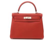 Hermès　エルメス　ケリー28 ルージュ系/SV　□Q刻印(2013年頃)　【471】 Y