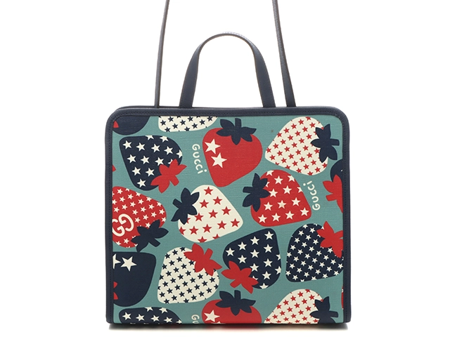 GUCCI グッチ チルドレンズ ストロベリー 2wayバッグ ブルー