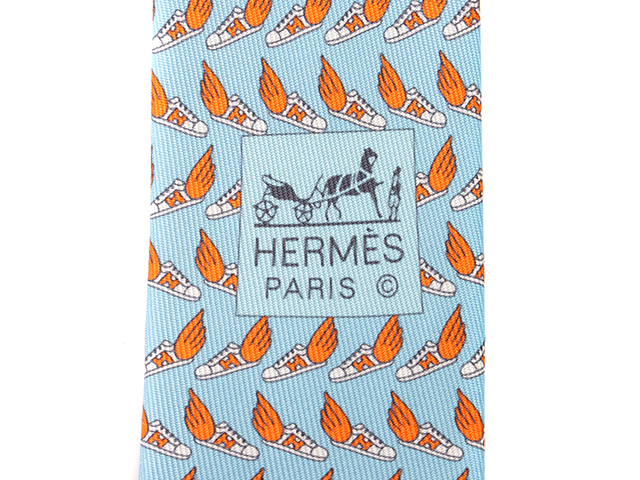 HERMES エルメス ネクタイ Hエレ シルクツイルタイ ツイルビー シェル