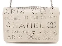 CHANEL シャネル パンチングロゴ チェーンショルダー アイボリー