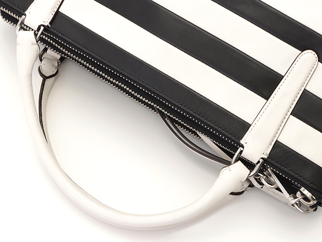 COACH コーチ ストライプ2wayトートバッグ ブラック/ホワイト レザー 30354 【437】 image number 3